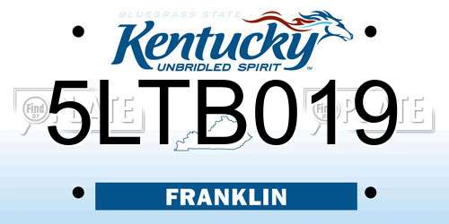 5LTB019 Kentucky License Plate