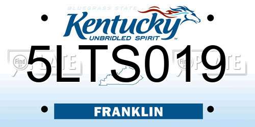 5LTS019 Kentucky License Plate