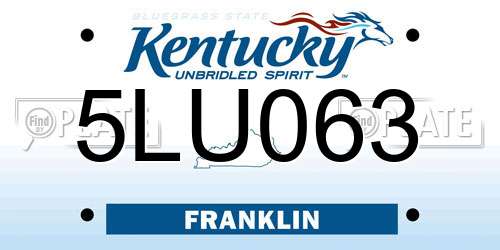 5LU063 Kentucky License Plate