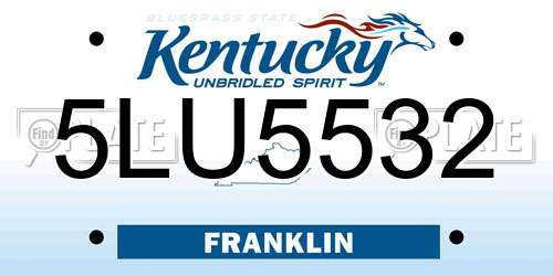 5LU5532 Kentucky License Plate