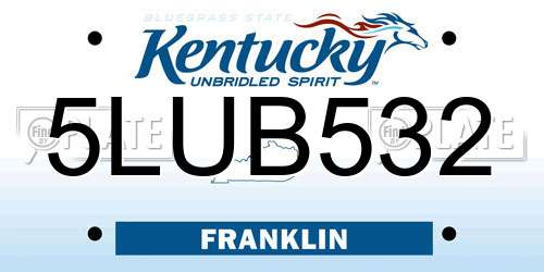 5LUB532 Kentucky License Plate