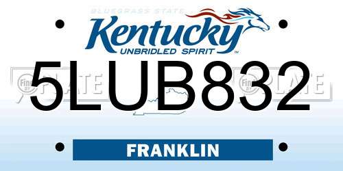 5LUB832 Kentucky License Plate