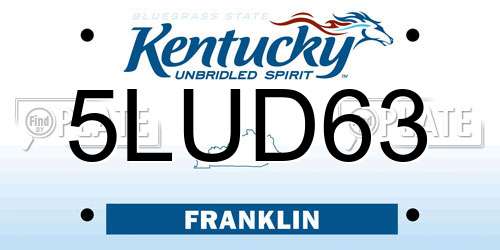 5LUD63 Kentucky License Plate