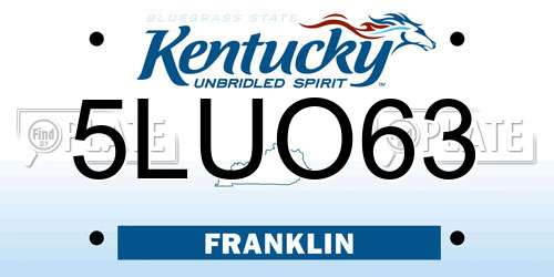 5LUO63 Kentucky License Plate
