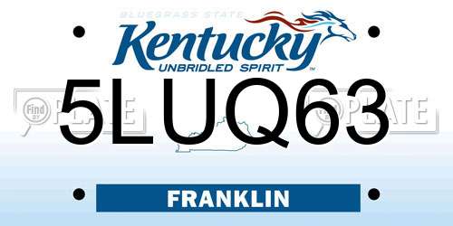 5LUQ63 Kentucky License Plate