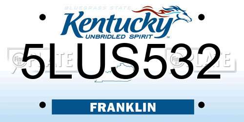 5LUS532 Kentucky License Plate