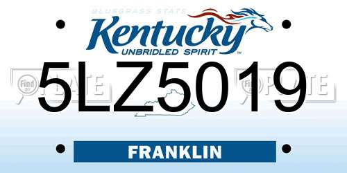 5LZ5019 Kentucky License Plate