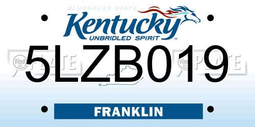 5LZB019 Kentucky License Plate