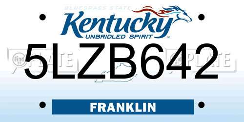 5LZB642 Kentucky License Plate