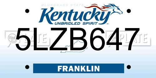 5LZB647 Kentucky License Plate