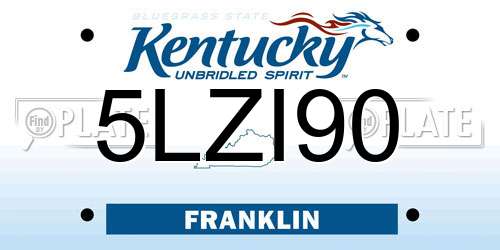 5LZI90 Kentucky License Plate