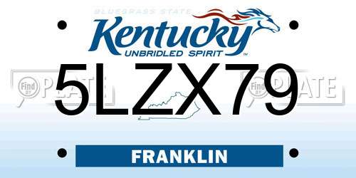 5LZX79 Kentucky License Plate