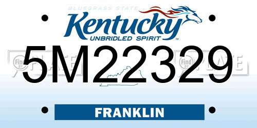 5M22329 Kentucky License Plate
