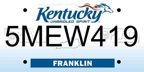 5MEW419 Kentucky License Plate