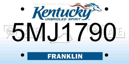 5MJ1790 Kentucky License Plate