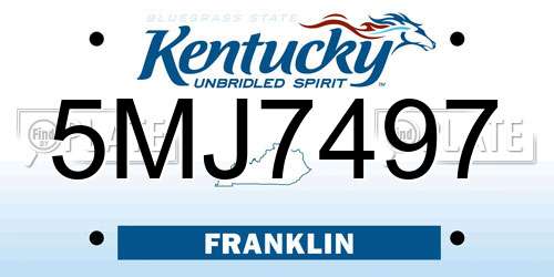 5MJ7497 Kentucky License Plate