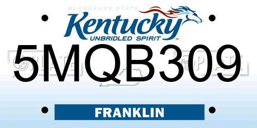 5MQB309 Kentucky License Plate
