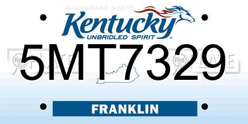 5MT7329 Kentucky License Plate