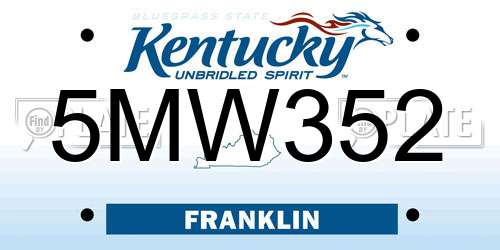 5MW352 Kentucky License Plate