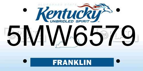 5MW6579 Kentucky License Plate