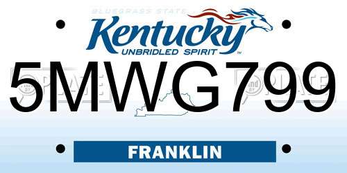 5MWG799 Kentucky License Plate