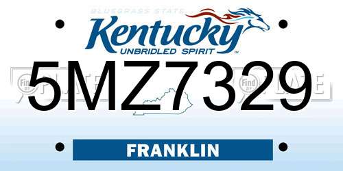 5MZ7329 Kentucky License Plate