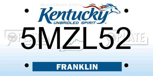 5MZL52 Kentucky License Plate