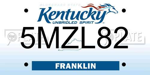 5MZL82 Kentucky License Plate