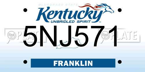 5NJ571 Kentucky License Plate