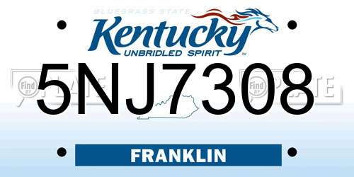 5NJ7308 Kentucky License Plate
