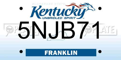 5NJB71 Kentucky License Plate