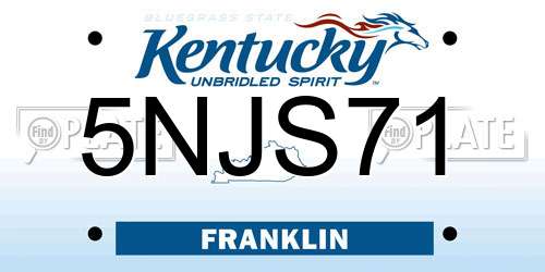5NJS71 Kentucky License Plate