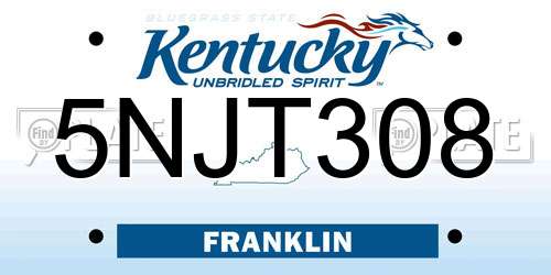 5NJT308 Kentucky License Plate
