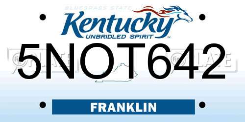 5NOT642 Kentucky License Plate