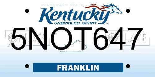 5NOT647 Kentucky License Plate