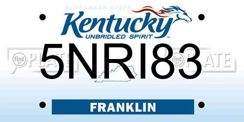 5NRI83 Kentucky License Plate