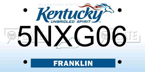 5NXG06 Kentucky License Plate