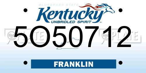 5O50712 Kentucky License Plate