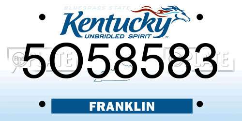 5O58583 Kentucky License Plate