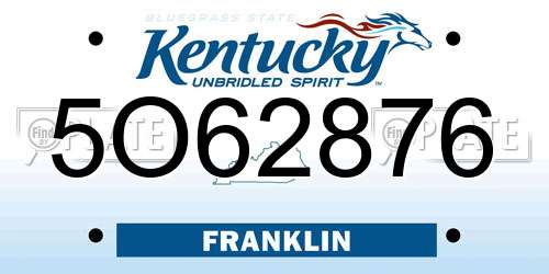 5O62876 Kentucky License Plate
