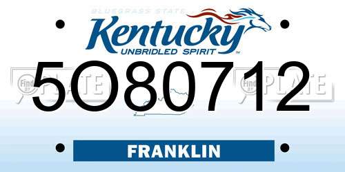 5O80712 Kentucky License Plate