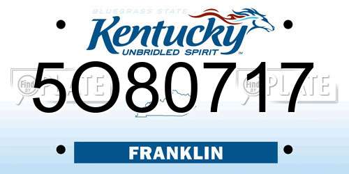 5O80717 Kentucky License Plate