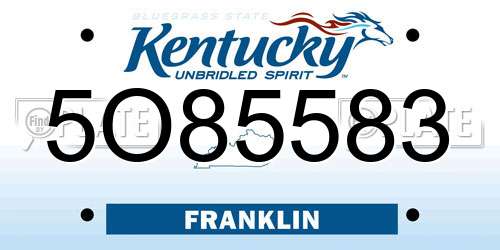 5O85583 Kentucky License Plate