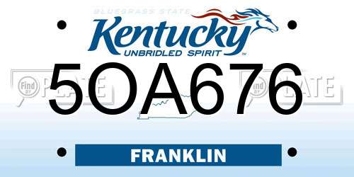 5OA676 Kentucky License Plate