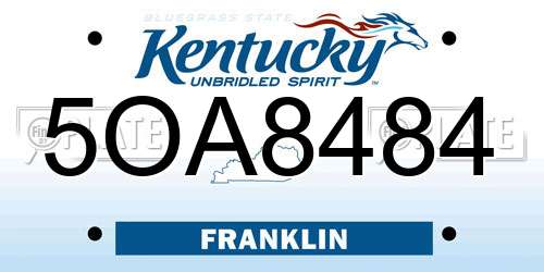 5OA8484 Kentucky License Plate