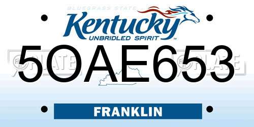 5OAE653 Kentucky License Plate