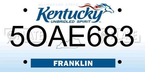 5OAE683 Kentucky License Plate