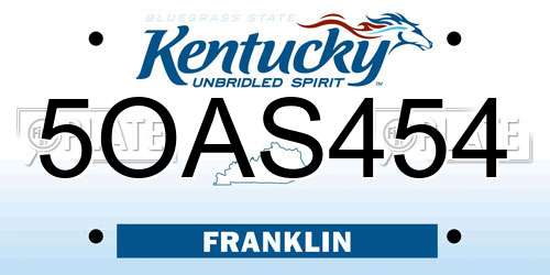 5OAS454 Kentucky License Plate