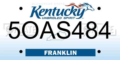 5OAS484 Kentucky License Plate