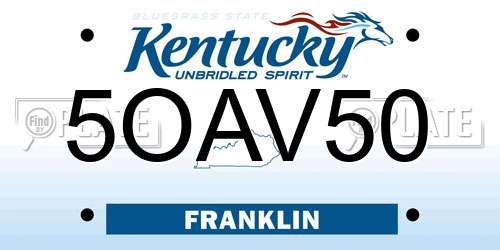 5OAV50 Kentucky License Plate